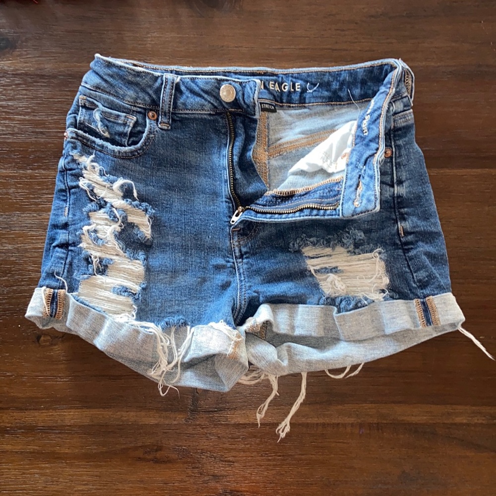 American Eagle Dark Denim “Super Stretch” Jean Shorts
